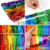 Rainbow Foil Fringe Curtains, 2 Pack Rainbow Party Decorations 3.3x6.6ft Rainbow Fringe Streamer Backdrop for Birthday Party