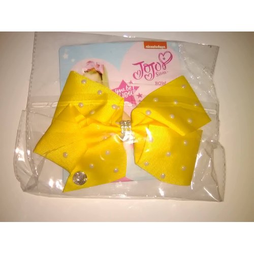 Jojo Yellow Hair Bow Pearls and Diamonds design