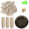 Esffaci 9 Teeth Snap Comb Clip ins for Hair Extensions Metal Wig Clips with Soft Rubber Blonde Hair Weave Thread Needle Kit with Threader Thimble, Beige