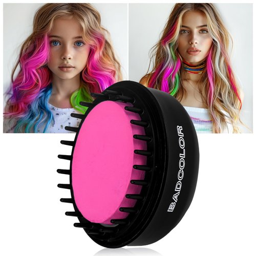 BADCOLOR Pink Hair Temporary Hair Dye Comb For Girls Kids Adults, Washable Hair Chalk Makeup For ...