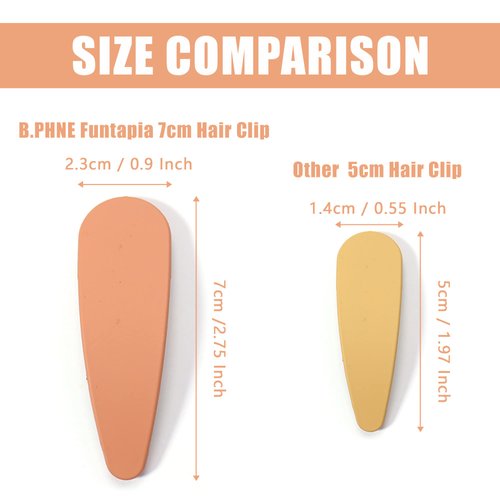 Snap Hair Clips for Women Girls - B.PHNE 2.8 Inch No Slip Hair Barrettes for Thick or Thin Hair - Cute Candy Color Metal Solid Drop 12 Pack