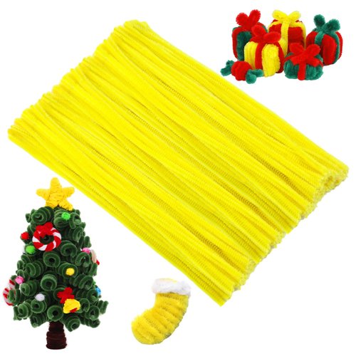 Zxiixz 100Pcs Pipe Cleaners, Pipe Cleaners Craft, Creative Craft Pipe Cleaners for Festivals DIY Hand Arts, Chenille Stems Crafting Pipe Cleaners, Craft Supplies for Home DIY Handcraft/Yellow