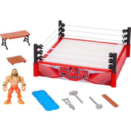 Mattel WWE Knuckle Crunchers Rebound Ring Playset, Includes 2.5-inch Seth Rollins Action Figure with Crunching Joints, Accessories & Flex Mat Technology