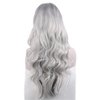 Beautyself Silver Grey Costume Wigs for Women Halloween Curly Long Wavy Fashion Cosplay Ombre Black Mix Gray Hair Wigs with Wig Cap