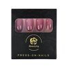 iBeautying Press on Nails - Taro Red Pure Color Semi-Transparent False Nails | UV Gel Finish Medium Short Small Round Shape Reusable Fake Nails - 24 Nail Kit with Jelly Glue Pad