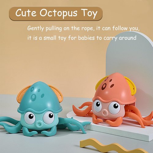 Cartoon Bath Toys Octopus Clockwork Mini Cute Swim Learning to Walk Baby Bathtub Toys Infant Water Land Classic Toy for Children (Octopus Red)