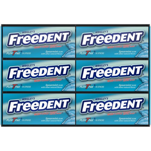 (12 Pack) WRIGLEY'S FREEDENT Spearmint Chewing Gum, 15 Stick