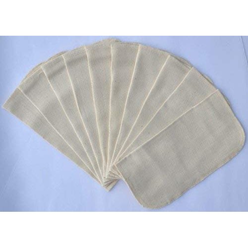 2 Ply Organic Flannel Washable Baby Wipes 9 x 9 Inches Set of 10 Sewn with Organic Cotton Thread
