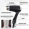 VeMee Compact Hair Dryer with Folding Handle, 1.1kW, Black, 3 Settings