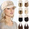 Qlenkay Newsboy Cap with Bob Hair Extensions Short Curly Wavy Wig Hat 8 Panel Visor Beret Attached Synthetic 14'' Hairpiece for Woman Ash Blonde Mix Bleach Blonde