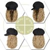 Qlenkay Newsboy Cap with Bob Hair Extensions Black Hat Wig 8 Panel Visor Beret Attached Synthetic 14'' Short Curly Wavy Hairpiece for Woman Ash Blonde