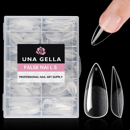 UNA GELLA Medium Stiletto Nails Press On 504Pcs Medium Stiletto Nail Tips Full Cover Pre-matte Stiletto Gel Press On Nails Clear Fake False Nails For Nail Extensions Home Nail Art Salon 12 Sizes