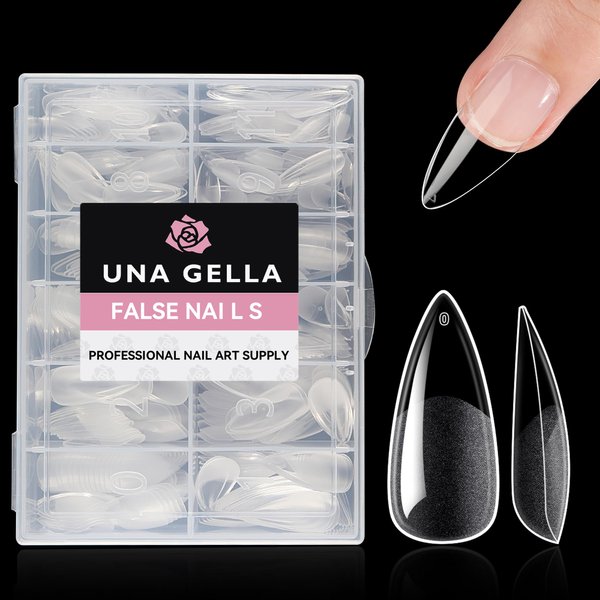 UNA GELLA Medium Stiletto Nails Press On 504Pcs Medium Stiletto Nail Tips Full Cover Pre-matte Stiletto Gel Press On Nails Clear Fake False Nails For Nail Extensions Home Nail Art Salon 12 Sizes