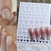 6Sheets Heart Star Nail Art Stickers 3D French Silver Glitter Nail Decals Designer Nail Supplies Metallic Silver Star Love Hearts Nail Designs Sticker for Women DIY Nail Decorations Accessories Crafts