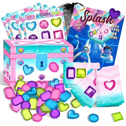 Deling Mermaid Pool Diving Toys - 106 PCS Underwater Scavenger Hunt Games Sets, Perfect Summer Fun Pool Games, Education Toys for Water Bath Swim, Gifts for Girls Ages 4-8-12, Diving Gems