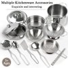 Mini Kids Stainless Steel Cookware Kitchen Cooking Toys Pretend Utensils with Cookware Play Pots and Pans Playset ,Cooking Utensils Pot Rack Organizer Storage Bag for Toddlers (Tiny Size)