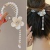 Flower Ponytail Hair Claws Clip French Style Hair Accessories Non Slip Jaw Banana Hair Clip for Women Girls Hair Barrette 2PCS