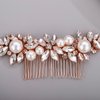 BERYUAN Pearl Comb for Bride Women Crystal Hair Comb Rose GOLD