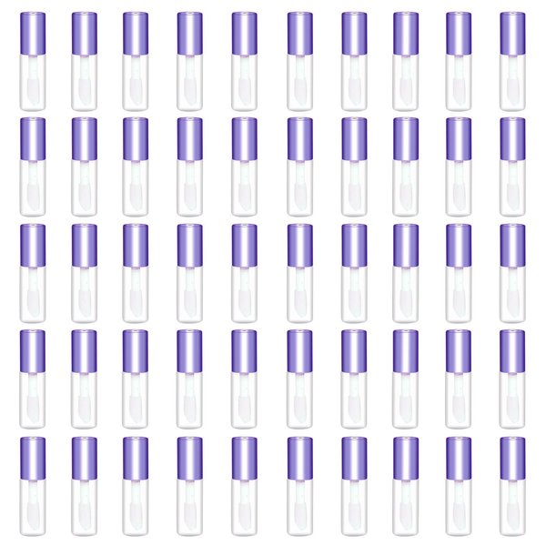 Mydio 50 Pack 1.2ML Clear Mini Lip Gloss Tube Empty Lip Balm Containers With Purple Lid for Lipstick (Purple)