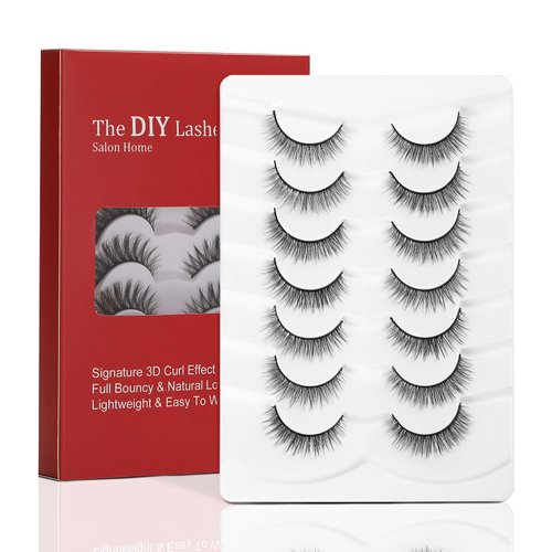 ILLPTA Fluffy Wispy Volume False Eyelashes Strip 3D, Natural Look Thick Waterproof Cat Eye Lashes, 16MM Faux Mink Demi Curly Cateye Fake Eyelashes (5D-11)