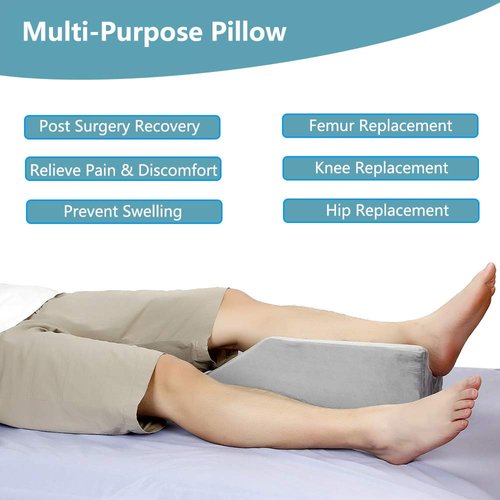 Zelen Elevation Pillow Bed Wedge for Legs Sleeping Foam Wedge Elevated Pillows Ortho Cushion Riser Knee Ankle Support Rest Legs Bolster Elevator Elevating Cushions Feet Protector (49cm Long)