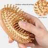 Brown Bamboo Brush for Hair Growth, Bamboo Hair Brush Massager Mini Bristles Natural Wooden Scalp Brush Detangling Hairbrush for Women, No Handle Design, Round Wood Brush Styling Tools and Appliances