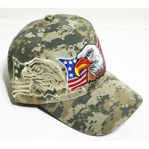 3D Emboridered Patriotic USA American Flag Flying Bird Design Baseball Cap Hat Visor (Army Digital Camo)