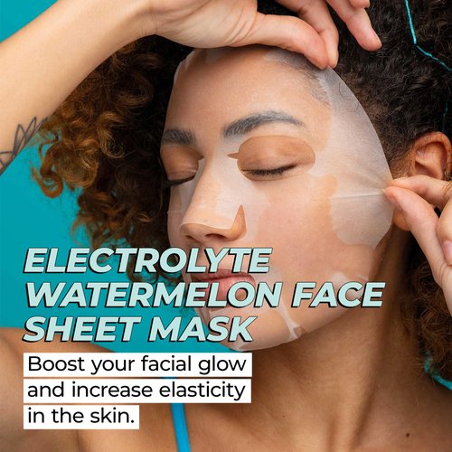Vitamasques Electrolyte Watermelon Face Sheet Mask, 7 Pack, Boosts Skin Elasticity, Hydrating, Moisturizing, Plant-Based, Vegan-friendly
