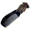 Natural Buffalo Horn Comb, Animal Engrave, Hair Comb, Anti-Static Handmade Pocket Comb, Fine Tooth, Gift For Men Women Mom Wife Daughter, Birthday (Dark Goldfish)