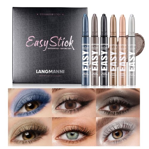BestLand Cream Eyeshadow Sticks Set - Luxurious Colors, Long-Lasting Formula Natural & Shimmer Eye Shadow Pen, Waterproof Brightener Eye Highlighter Contour Stick (Set E)
