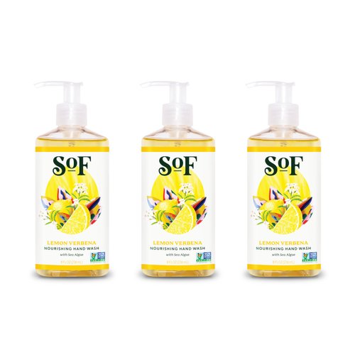 South Of France Lemon Verbena Liquid Hand Wash by SoF Body Care (Formerly Body Care) | Moisturizing Liquid Hand Soap with Sea Algae | 8 oz Pump Bottle Each | 3 Bottles