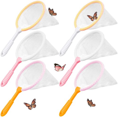 Shindel 6PCS Colorful Butterfly Bug Net for Kids, for Catching Insect Net Perfect Outdoor Tools for Catching Bugs Fish Insect Ladybird, Early Learning Tool for Specimen Observation