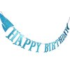 Shark Happy Birthday Banner and Shark Garlands, Ocean Beach Under The Sea Theme Party, Shark Party Supplies (Blue)