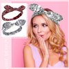 2 Pieces Bandana Headband for Women and Girls, Knot Retro Print Headbands Paisley Print Headband Headwrap Adjustable Headwrap (Deep Red, White)