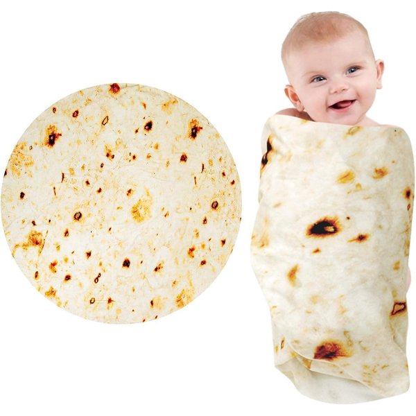 Tortilla Blanket Baby, Baby Burritos Swaddle Blanket, Baby Throw Taco Blanket for Newborn Toddler Dog Cat,285 GSM Soft Flannel Wearable Wrap Blanket Funny Gift for Baby Shower