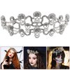 Skull Crown Halloween Skull Hair Band Rhinestone Crown Alloy Crown Halloween Hair Decor Decorative Tiara Rhinestones Crown Tiara for Girl Banquets Tiara Halloween Photo Prop 2Pcs