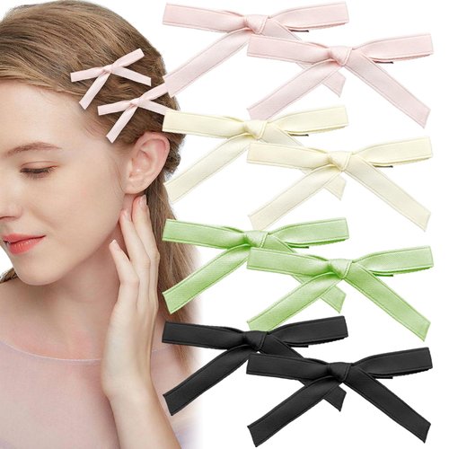 Capiant 24 PCS Hair Clips, Mini Bowknot Hair Barrettes for Adolescents, Ribbon Alligator Hair Bow Clips, Hair Accessories for Women, Pink Bow, 24 Count