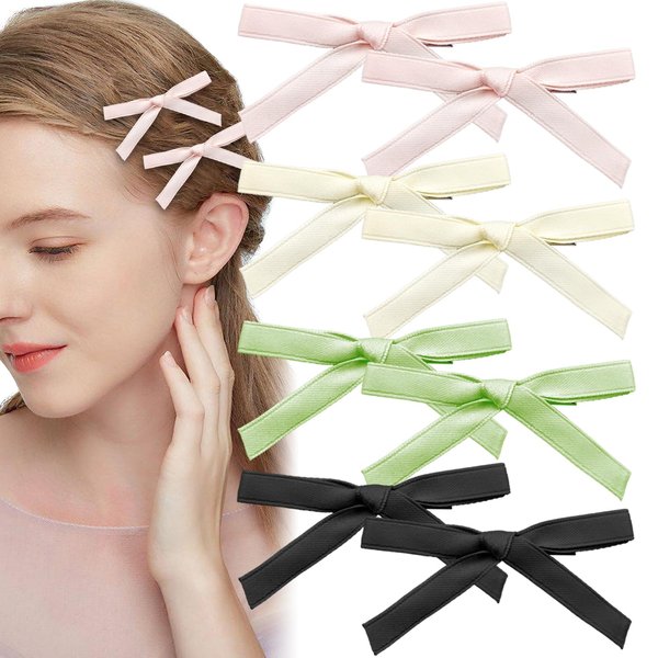 Capiant 24 PCS Hair Clips, Mini Bowknot Hair Barrettes for Adolescents, Ribbon Alligator Hair Bow Clips, Hair Accessories for Women, Pink Bow, 24 Count