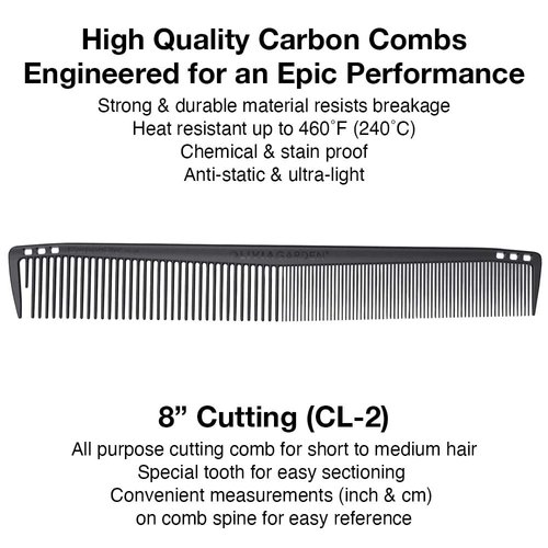 Olivia Garden CarbonLite 8.5" Cutting Comb made of carbon, ultra-light, high heat resistant, durable and anti-static