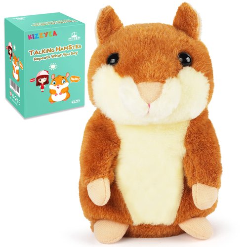 KIZZYEA Talking Hamster - Repeats What You Say Talking Hamsters - Interactive Stuffed Plush Animal Talking Toy, Early Educational Toy, Fun Gift for Boys & Girls