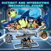 Shark Building Blocks Toy, Ocean Animal Building Set with Light and Display Stand, Cyberpunk Shark Building Blocks for Kids & Adults, Animal Building Set with Technik Linkage Function for Kids, White