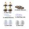 iFealClear Solid Brass Toilet Floor Bolts and Caps Set, Toilet Bowl to Floor Bolts with Washers and Round Cover Caps, Toilet Bolt Kit, White