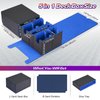 MTG Deck Box with Dice Tray, 5 in 1 Commander Deck Box Fits 840+ Sleeveless Cards, Leather Magnetic Deck Box MTG, Detachable Deck Box TCG CCG YuGiOh, Trading Card Deck Box with 8 Dividers (Black&Blue)