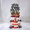 Gyufise 1Pcs Two Fast Birthday Cake Topper Black Glitter Checkered Flag Racing Car 2nd Birthday Cake Pick for Let's Go Racing Theme Boys Girls Kids Second Birthday Party Cake Decorations Supplies