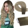 Full Shine Ombre Injected Tape in Hair Extensions Blonde and Brown Balayage Machine Virgin Tape in Extensions Human Hair 22Inch Seamless Injection Tape in Human Hair Extensions 25Gram 10Pcs
