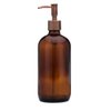 Rail19 Market Amber Glass Soap Dispenser with Metal Pump - Liquid Hand Soap & Lotion for Kitchen and Bathroom, 16oz (Copper Rustic)
