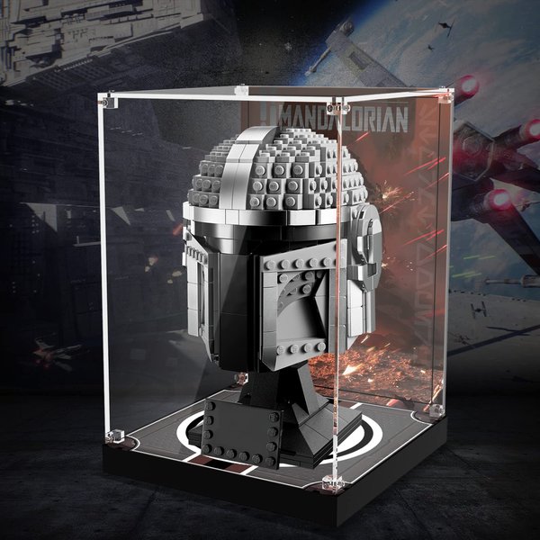 PIPART Acrylic Display Case for Lego 75328 The Mandalorian Helmet Creative Building Kit, Dustproof Clear Display Box Showcase (Lego Set NOT Included)