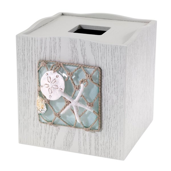 Avanti Linens - Tissue Box Cover, Decorative Resin Cover, Beach Inspired Bathroom Accessories (Seaglass Collection)