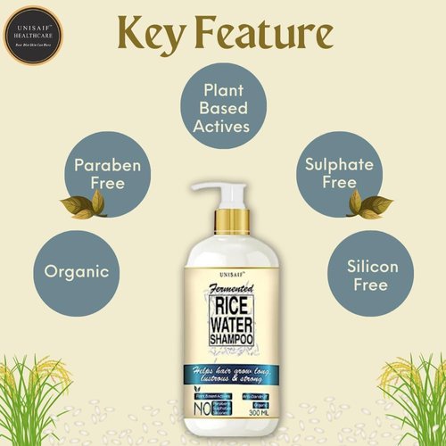 Unisaif Rice Water Hair Growth Shampoo - Anti Dandruff Shampo | Organic Shampoo with Rice Water for Hair Growth | Silky Texture | Volumizes Hair | Paraben & Sulphate Free | Silicon Free (300 ml).