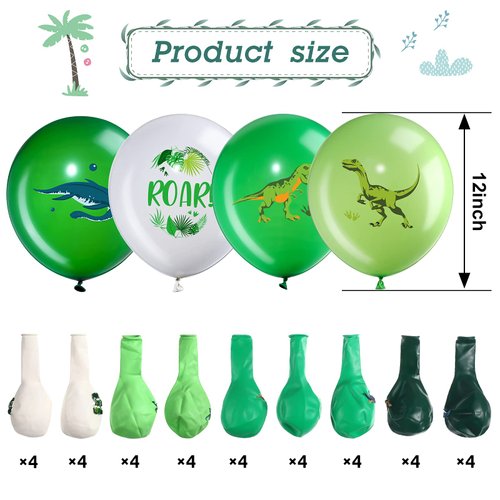 36 Pcs Dino Balloons Dinosaur Latex Balloons for Birthday Childrens Party 12 Inch Jungle Jurassic Dinosaur Themed Decoration for Kids Birthday Party Baby Shower Supplies(Cute Style)